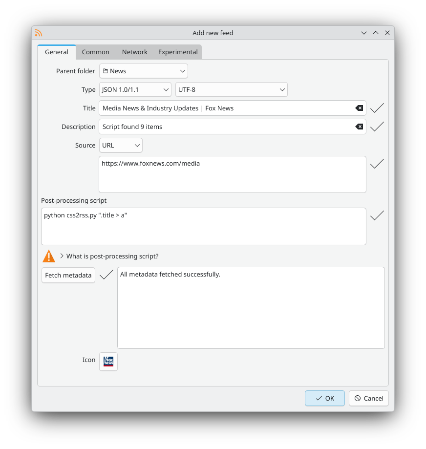 CSS2RSS post-processing